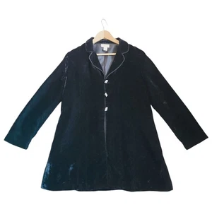 J.Jill Black Velvet Jacket Large 12 Longline Dark Academia Whimsigoth Goth - Picture 1 of 5