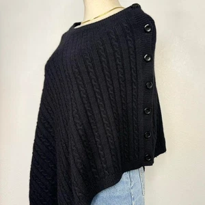 Suéter Poncho Envoltura Negro Academia Minimalista Años 90 VINT Ralph Lauren Tejido con Cable - Imagen 1 de 9