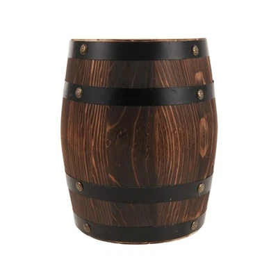  Wooden Wine Barrel Decor: Retro Wine Whiskey Barrel Stool Outdoor Patio Garden - Image 1 of 4