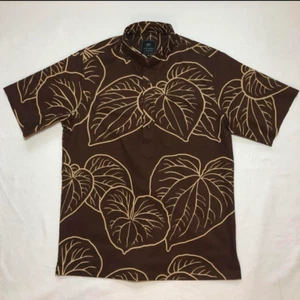 SIG ZANE Pullover Aloha Shirt dunkelbraun beige Print Gr. US M Made in Hawaii - Bild 1 von 7