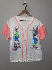 90s Vintage Looney Tunes Bugs Bunny White Baseball Jersey Cartoon VTG 1990s M Me
