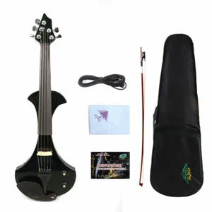 5 String black 4/4 Electric guitar head Silent Violin Wooden 6.5mm Jack #EV24 - Picture 1 of 8