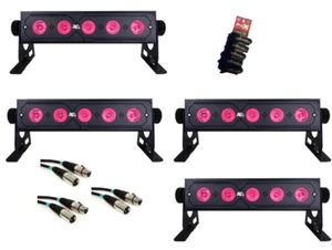 4x Blizzard Mikrokassette RGBW LED Wash + 3x 10' DMX Cable + Cable Wraps - Picture 1 of 5