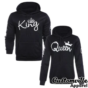 King Queen matching Hoodies His Hers Couple Hoodie Valentines anniversary gift - Picture 1 of 4