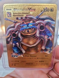 Pokemon Blastoise Vmax Gold Foil Fan Art Vinyl Textured Collector Card HP350 - Picture 1 of 5