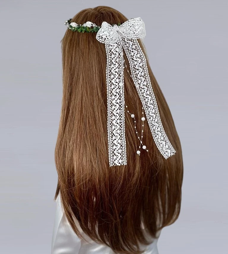 Kopfschmuck Haarschmuck Haargesteck zum Kommunionkleid weiß *40 - Bild 1 von 3