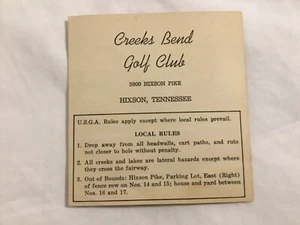 CLUB DE GOLF CREEKS BEND, TARJETA DE PUNTUACIÓN Y MAPA DE GOLF, HIXSON, TN DÉCADA DE 1960 - Imagen 1 de 3