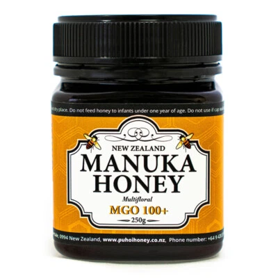 Miel de Manuka 100 % pura de Nueva Zelanda MGO 100+ 250 G (8,8 oz) Foto 1 de 3