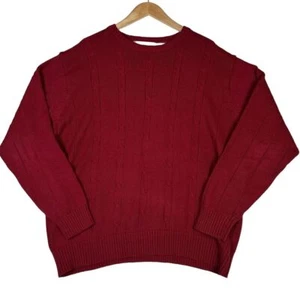 Oscar De La Renta Red Mens Sweater Size XL Cable Knit Long Sleeve Preppy - Picture 1 of 9