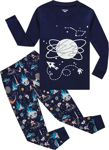 Family Feeling Kids & Toddler Boys Pajamas 2 Piece Pjs Set 100% Cotton Sleepwear - Picture 1 of 12