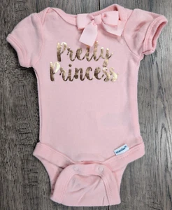 Baby Girl Clothes Organic Gerber Preemie Pink Pretty Princess Bow Bodysuit - Picture 1 of 4