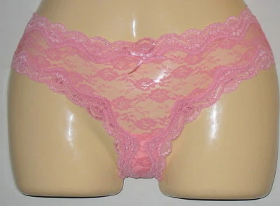 RENE ROFE LINGERIE - NEW - SMALL  SHEER CORAL PINK - BIKINI  PANTY -  3" SIDES   - Image 1 of 3