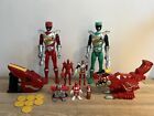 Power Rangers Dino Charge T-Rex Red Ranger Bundle Figures & Weapons In Ex Cond