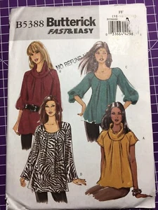 Pattern Butterick B5388 Fast and Easy Misses’tops, loose fit, a-line Sz 16-22 - Picture 1 of 3