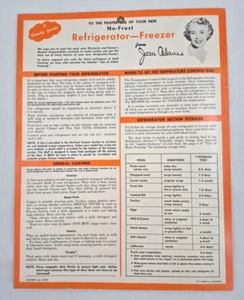1964 Handy Guide No Frost Refrigerator-Freezer From Joan Adams American Motors - Picture 1 of 8