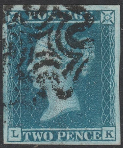 1841 SG14 2d BLAUE PLATTE 3 FEIN GEBRAUCHT 4 GROSSE RÄNDER MALTESERKREUZ SORTE (LK) - Bild 1 von 2