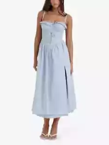 NEW, House of CB Jaime broderie-anglaise stretch-cotton Midi dress Size M #D7185 - Picture 1 of 13