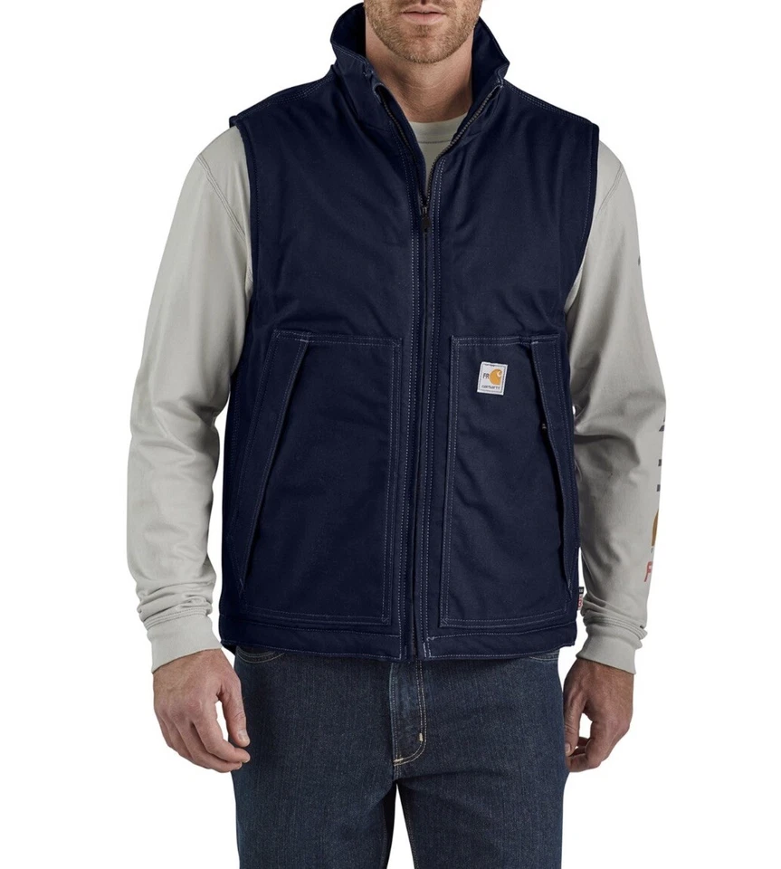 Carhartt 103387 Fire Resistant Quick Duck Vest Insulated Navy Blue 2XL Regular - Image 1 of 4