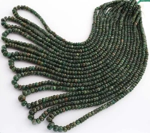 1 Long Strand Emerald Faceted Rondells - Semi Precious Gemstone Beads-4mm-7mm-16 - Picture 1 of 2