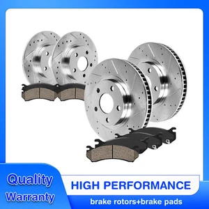 Front+Rear Drill Slot 4 Brake Rotors & Ceramic Pads For Mercedes-Benz C250 C300 - Picture 1 of 6