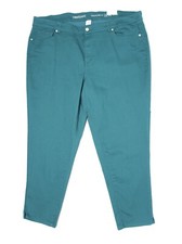 Westport Dressbarn Womens Jeans 24W Plus Solid Teal Mid Rise Ankle Stretch Blend