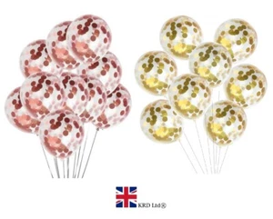 Rose Gold Clear Confetti Party Reusable Balloons Engagement Birthday Wedding - Picture 1 of 17