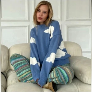 Isalis Boutique Cloud in the Sky Long Sleeve Blue Sweater- Large - Picture 1 of 6