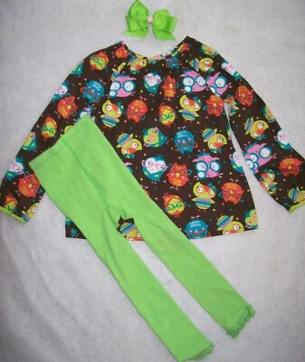 Niña 6: ~J. JUEGO DE TOP Y LEGGINGS SWING BÚHO CAQUI PARA NIÑAS ~ LS con CORREATE Foto 1 de 3