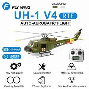 Fly Wing UH-1 V4 10CH GPS 3D Auto Return Hovering RC RTF Helicopter Army Green - Picture 1 of 31