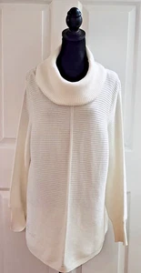 Cyrus Cowl Neck Ribbed Tunic Sweater Cream XL - Picture 1 of 10