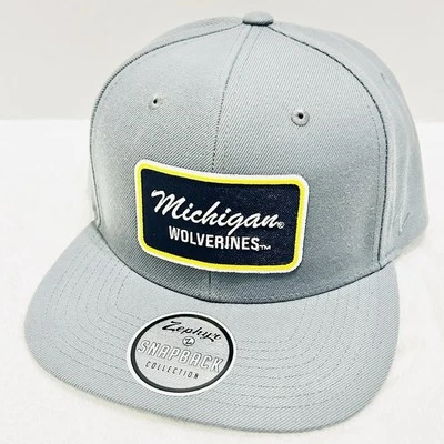 Zephyr Michigan Wolverines Script Flat Bill Hat Cap Snapback Adjustable Gray - Image 1 of 4