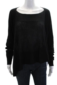 Helmut Lang Womens Long Sleeve Oversized Open Knit Sweater Black Wool Size Small - Picture 1 of 4