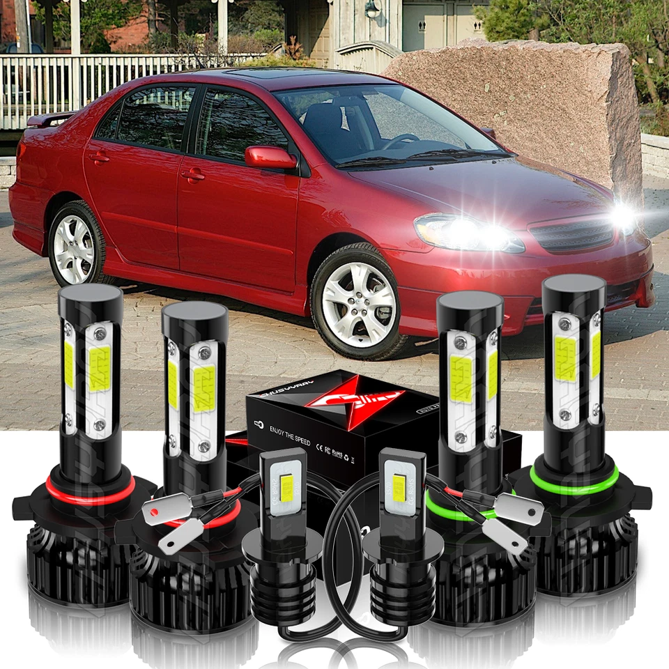 For Toyota Corolla 2001-2004 6000K LED Headlight Fog Light Bulbs Combo Kit White - Image 1 of 4