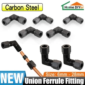 Carbon Steel 90° Elbow Compression Double Ferrule Fitting Male Pipe Connector - Picture 1 of 19