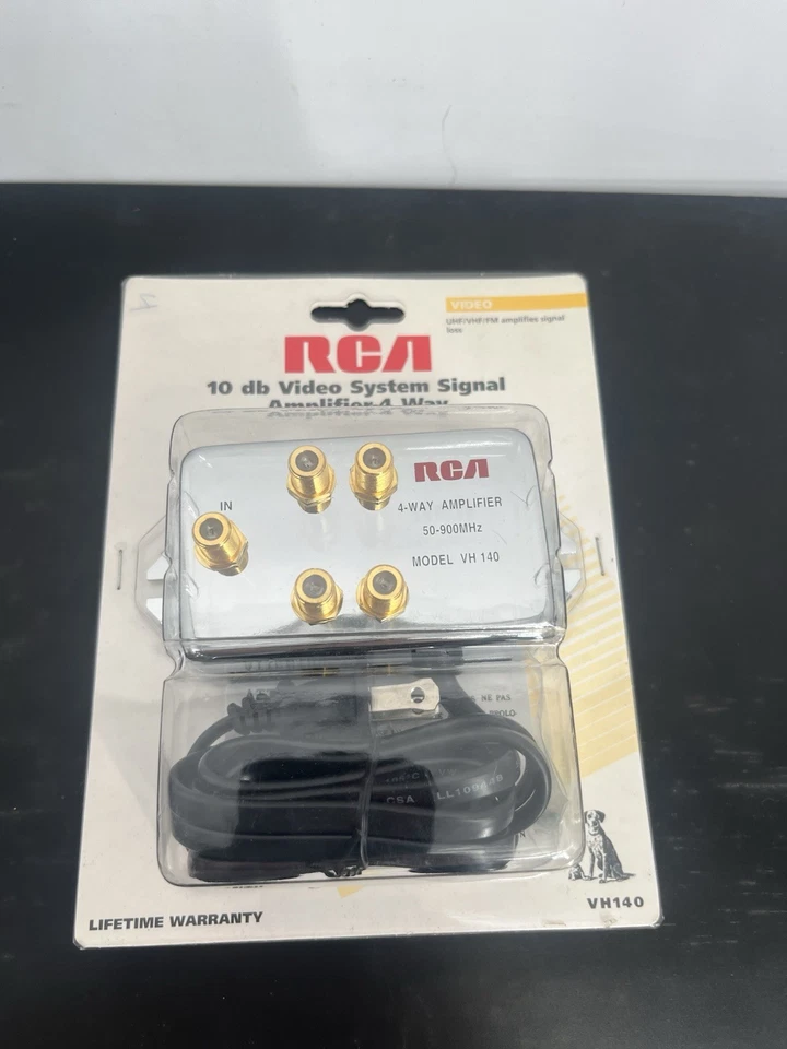 RCA 10db Video System Signal Amplifier 4-Way Model VH140 50-900MHz UHF/VHF/FM - Image 1 of 3