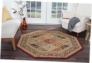 Princeton Red 6ft Octagon Area Rug - Indoor Area Rugs for Living Room -  - Picture 1 of 7