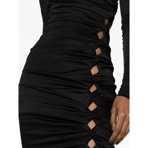 $1967 Designer VERSACE Women Runway Black Cutout Long Satin Midi Dress 38 - Picture 1 of 7