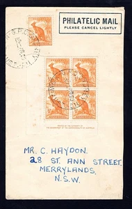 RARE AUSTRALIA 1950 1/2d ORANGE ROO IMPRINT BLOCK ON COVER - Picture 1 of 3