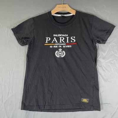 Balenciaga T-Shirt Men's Small Black Short Sleeve Embroidered Paris Designer - Image 1 of 4