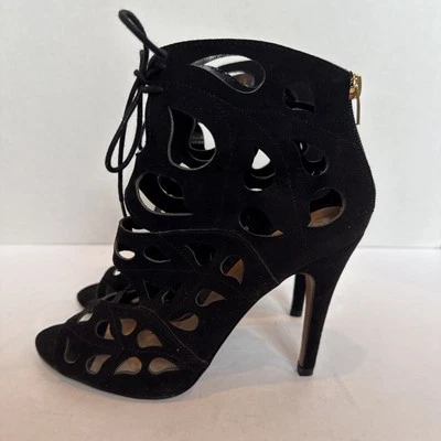 Aldo Negro Gamuza Troquelado Stiletto Cordones con Cremallera Trasera en Dorado Damas 9 Foto 1 de 4