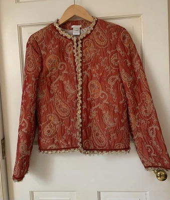 AUSTIN REED orange red gold quilted jacket 4 wool blend - Image 1 of 4