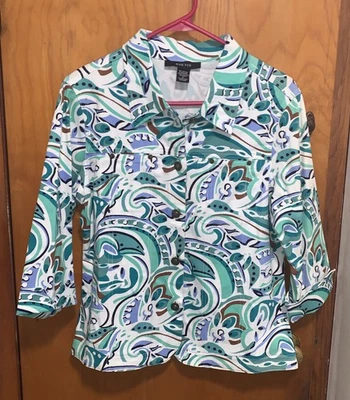 Blazer Kaktus Fun Designs Abrigo Elástico Verde Azulado Púrpura Mangas 3/4 Bolsillos Mediano  Foto 1 de 4