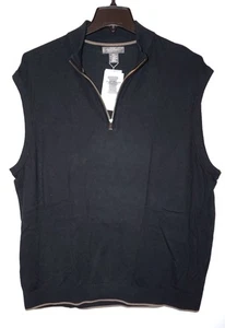 Daniel Cremieux Signature 1/4 Zip Sweater Vest XXL Black Cashmere & Supima Neu mit Etikett - Bild 1 von 7