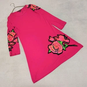 Louis Vuitton Paris Flared Mini Dress Rose Print Size 34 Pink With Flaws HN5829 - Picture 1 of 10