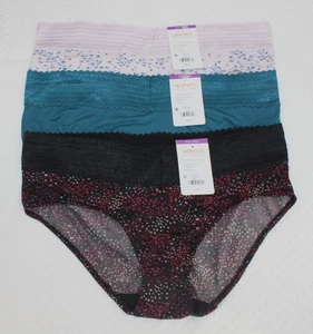 New set/3 WARNER'S no muffin top HIPSTER panties TEAL LILAC BLACK FLORAL 2XL/9 - Picture 1 of 5