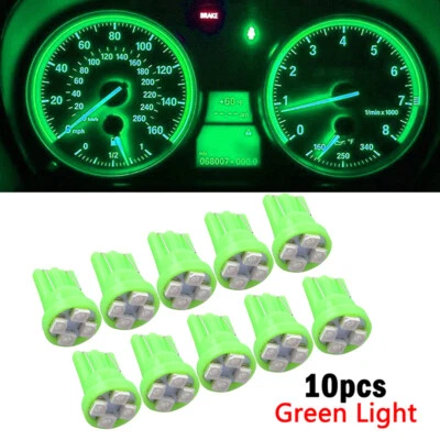 10x Green T10 W5W 168 194 4-SMD LED Dash Instrument Cluster Gauge Light Bulb - Image 1 of 4