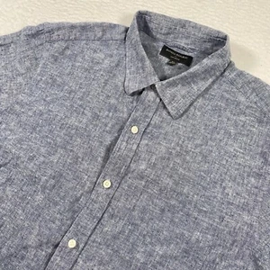Banana Republic Shirt Mens XL Blue Linen Blend Chambray Button Up Short Sleeve - Picture 1 of 8