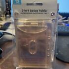 x12 2-in-1 Universal Vertical - Horizontal BADGE ID OFFICE CARD HOLDER CLEAR New