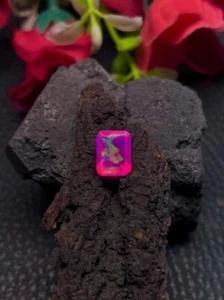 Pretty Smoked Pink Ethiopian Opal Gemstone, 1.50 Carat Fire Opal 7x9MM Octagon - Picture 1 of 4