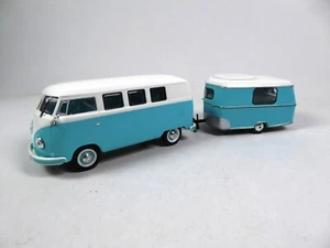 Volkswagen Kombi T2 with Caravan 1:43 Camping Car Diecast Vehicle Truck CCE204 - Picture 1 of 8